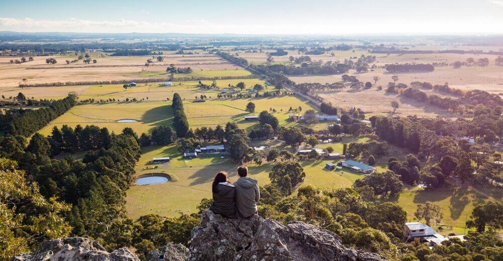 The popular tourist attraction of Hanging Rock in the Macedon ranges Victoria